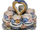 a plate with a heart shaped dish on it
