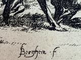 drawing of a man riding a horse in a field with trees in the background