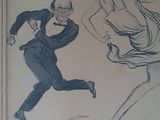 drawing of a man and a woman running in a race