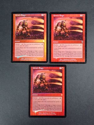 three cards with a picture of a man riding a horse