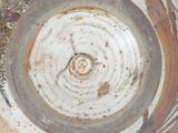 a close up view of a bowl with a number on it