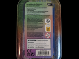 a plastic container with a label on it that says attention