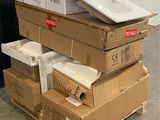 boxes stacked on top of each other in a room