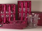 three wine glasses and a wine glass in a box