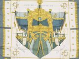 une image représentant une écharpe bleue et dorée ornée d'un blason