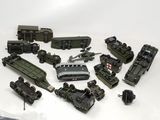 a lot of military toys that are on a table