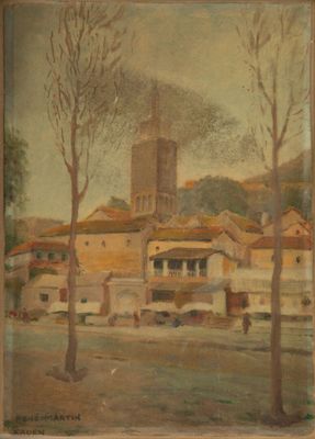 René MARTIN Rue animée en Chine Huile sur toile libre, signé…