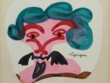une image représentant un tableau d'une femme aux cheveux bleus