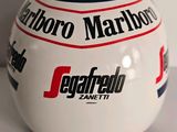 a close up of a helmet on a table
