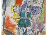 a drawing of a man sitting in a chair holding a pipe