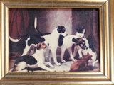 a painting of a group of dogs playing with each other