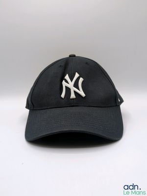 the new york yankees hat is black and white with a yankees logo on it