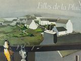 un tableau représentant deux oiseaux perchés sur un rebord