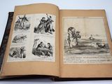 un vieux livre avec des illustrations représentant des personnes et des animaux