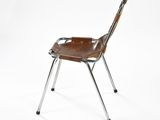 an image of a wooden chair with metal legs and a leather seat