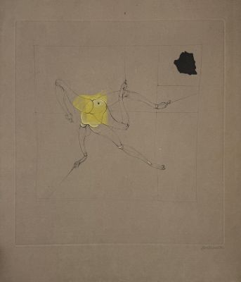 une image représentant le dessin d'un homme tenant un cerf-volant