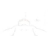 a drawing of a man laying in bed with his head on a pillow