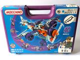 a purple case with a toy airplane inside of it