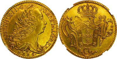 une pièce souveraine en or surmontée d'une couronne