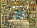 un vieux livre sur lequel figure l'image d'un homme et d'une femme