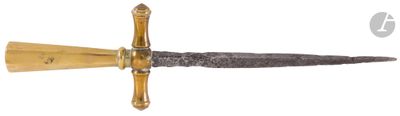 a gold and silver sword on a white background