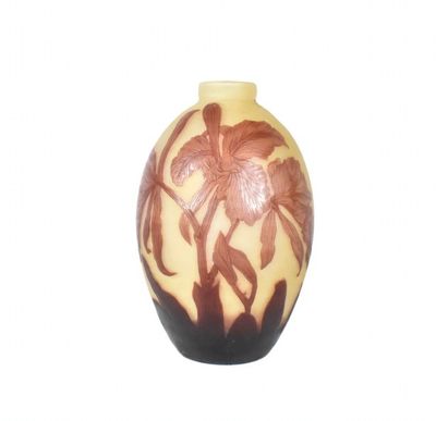 a vase with a flower design on it on a white background
