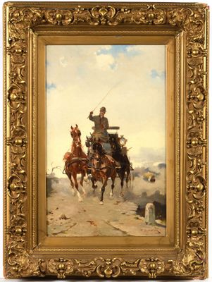 une image représentant un tableau où l'on voit un homme à cheval
