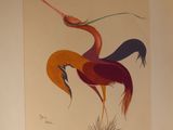 a picture of a painting of a bird on the wall