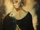 painting of a woman with a flower in her hand