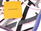louis vuitton silk scarf in pink and black with yellow box