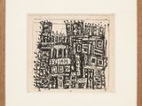 an image of a black and white drawing of a building