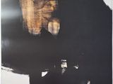 an image of a black and white painting of a man ' s face