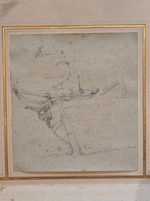 une photo d'un dessin représentant un avion accroché au mur