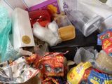 a pile of food that is sitting on top of a table