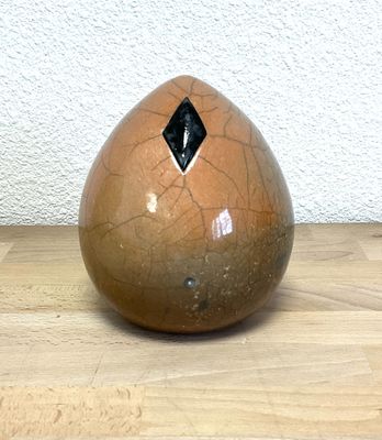 Bernard TERREAUX vase oeuf en raku H.