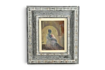 une image d'un tableau représentant une femme assise sur une chaise