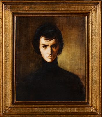 Luis ALVAREZ (1929-1997) : Portrait d'homme au pull noir. - Photo 1