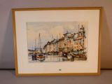 une image d'une peinture de bateaux dans un port