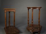 pair of antique wooden side tables with turned legs