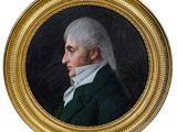 portrait d'un homme vêtu d'un manteau vert et d'une chemise blanche