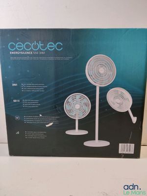 a box of three white fans sitting on top of a table