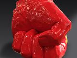 3d model of a fist made of red plastic