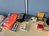 a desk with a bunch of items on it
