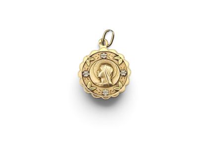 14k yellow gold st joseph medal charm with diamonds