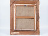 an old picture of a wooden frame with a window in it