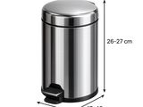a close up of a stainless steel trash can on a white background