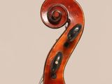a violin with a long neck and a long tail