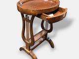 an image of a wooden table with a tray on it
