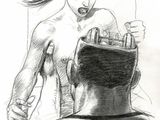 drawing of a woman with a gun in her hand and a man with a gun in his hand