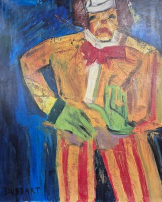 Ecole du XXe siècle Le clown Huile sur toile, signée DUSSART…